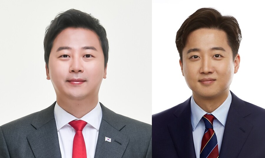 ▲ Jang Ye-chan Candidate for People's Power Youth Supreme Council (left), Lee Jun-seok, former Representative of People's Power.
