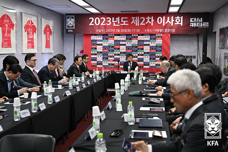 ▲ The Korea Football Association held a board meeting in the conference room of the Seoul World Cup Stadium on the afternoon of the 28th and decided to pardon 100 soccer players who are being disciplined. ⓒKorea Football Association